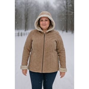 EMC Tan Genuine Leather Hooded Jacket XL | Vintage Workwear Workcore